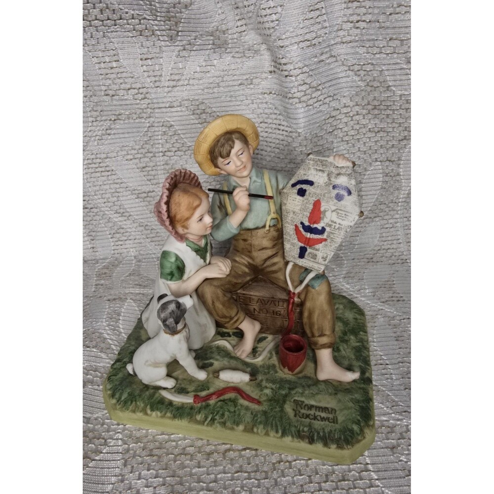 Norman Rockwell The Kite Maker 1982 Porcelain Collectible Figurine MINT